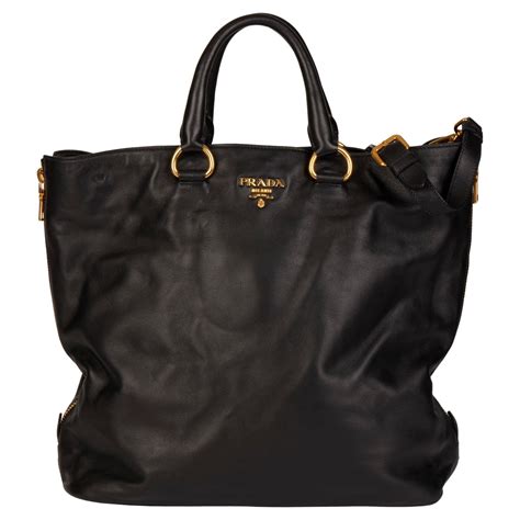 prada calf leather tote review|Prada leather tote handbag black.